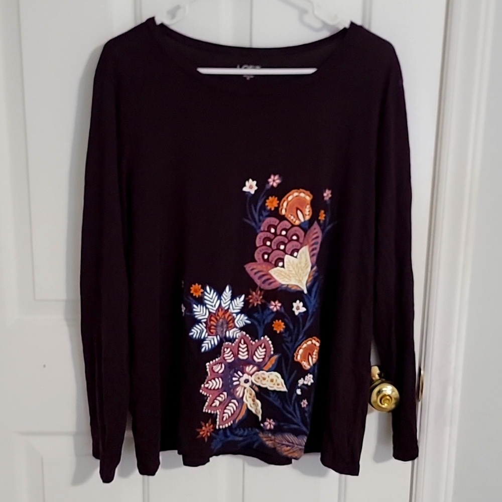 Loft XL Purple Long Sleeve Blouse